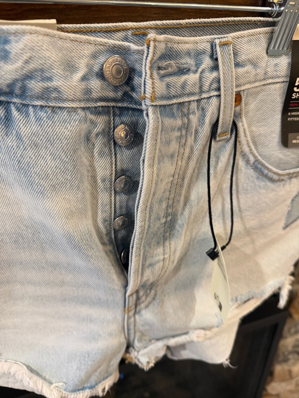 Levi's Light Blue Distressed Denim Cutoff Shorts 501 size 30 NWT - Picture 6 of 11